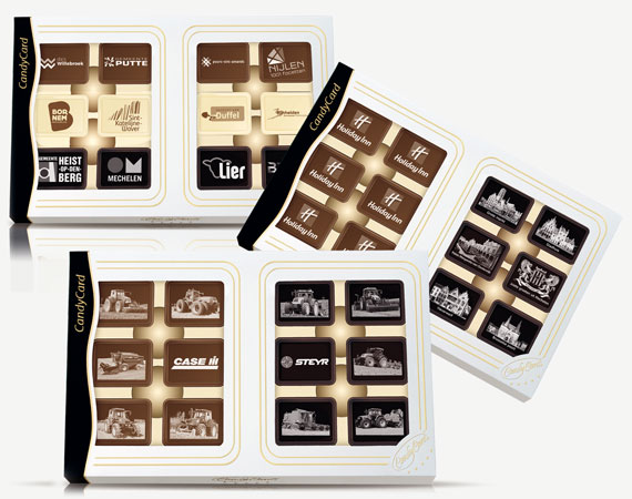 gepersonaliseerde chocolade tabletjes met opdruk per 24 in een grote geschenkdoos_candyminicard_candycard