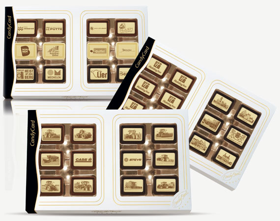 gepersonaliseerde chocolade tabletjes met opdruk per 24 in een grote geschenkdoos_candyminicard_candycard
